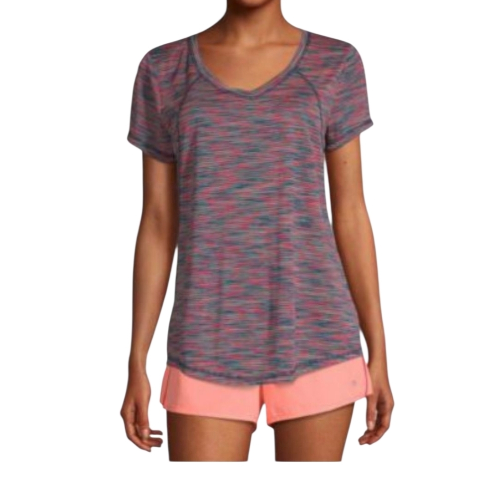 Xersion Women's V-Neck Short Sleeve Polyester Semi Fit Short Sleeve Size XL